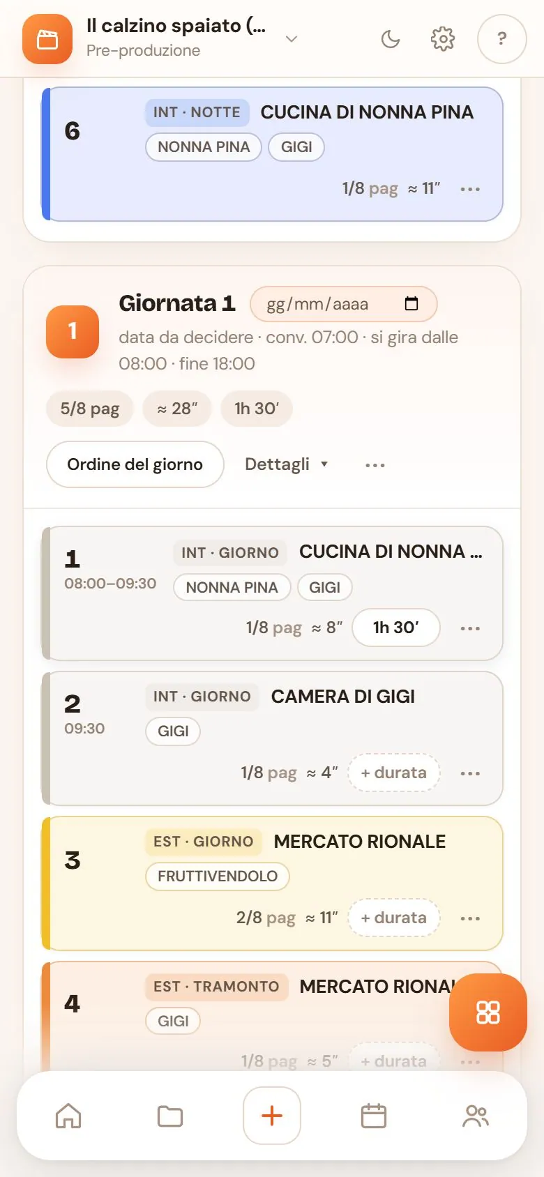 Il piano di lavorazione sul telefono: una giornata con le sue strisce